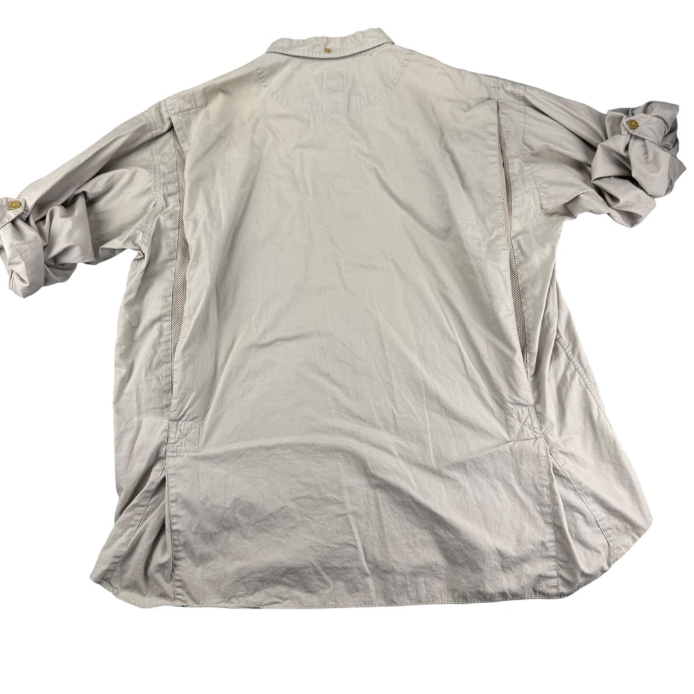 Cabelas Outdoor Gear Mens XL Khaki Cotton Fishing Hiking Utility Shirt Vent Back - Picture 3 of 16